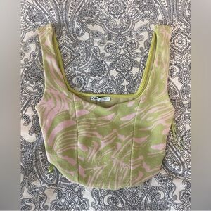 Zara Pink and Green Crop Top